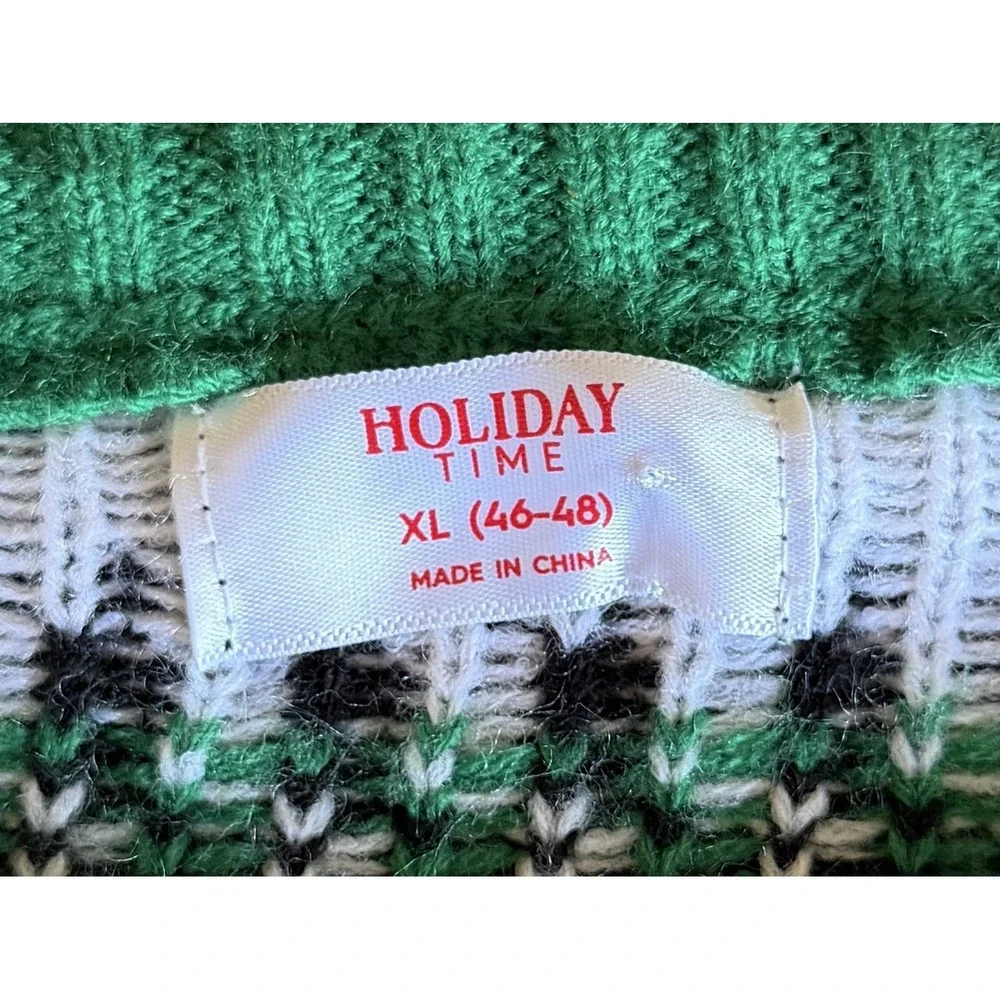 Holiday‎ Time Ugly Christmas Sweater XL 46-48 Santa Chimney 3D Knit Holiday